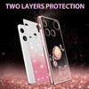 For Nothing Phone (3) 5G Case Ring Kickstand TPU Flowers Phone Cover Gradient Glitter