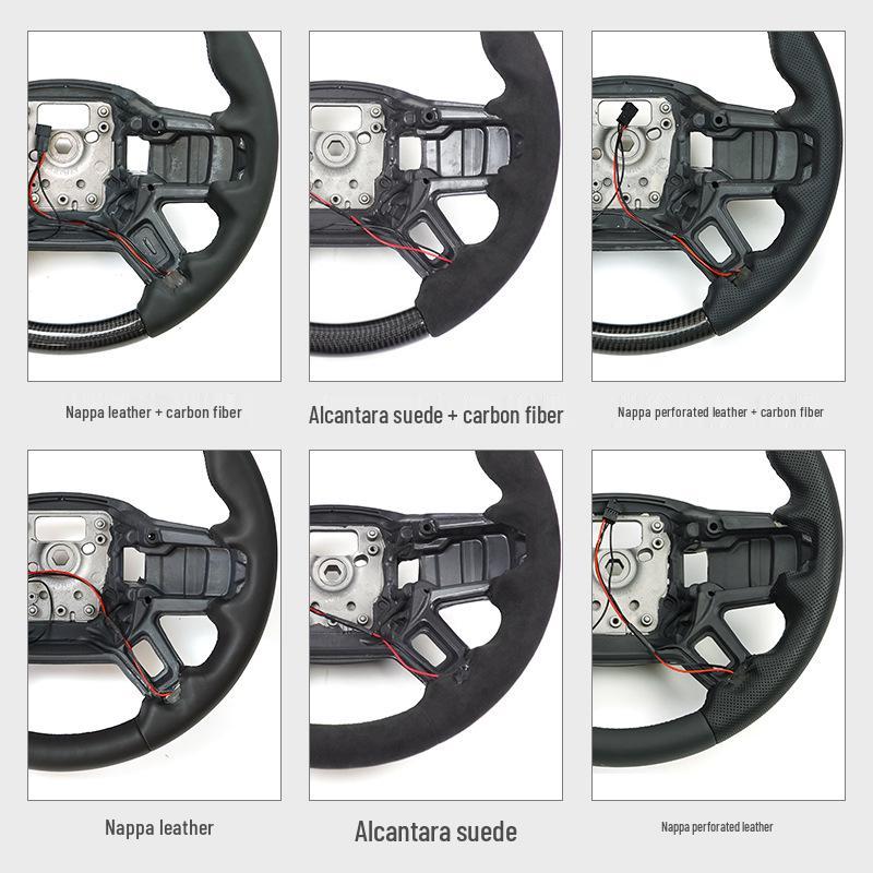 Compatible with 2020+ Land Rover Defender 110/90: Carbon Fiber Nappa Steering Wheel with Alcantara Paddle Shifters & Clock Spring.