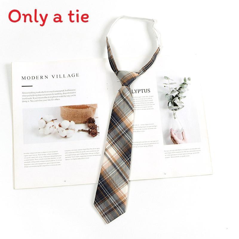Checkered Retro Brown Striped Tie And Bow For Casual School Outfits Gifts And