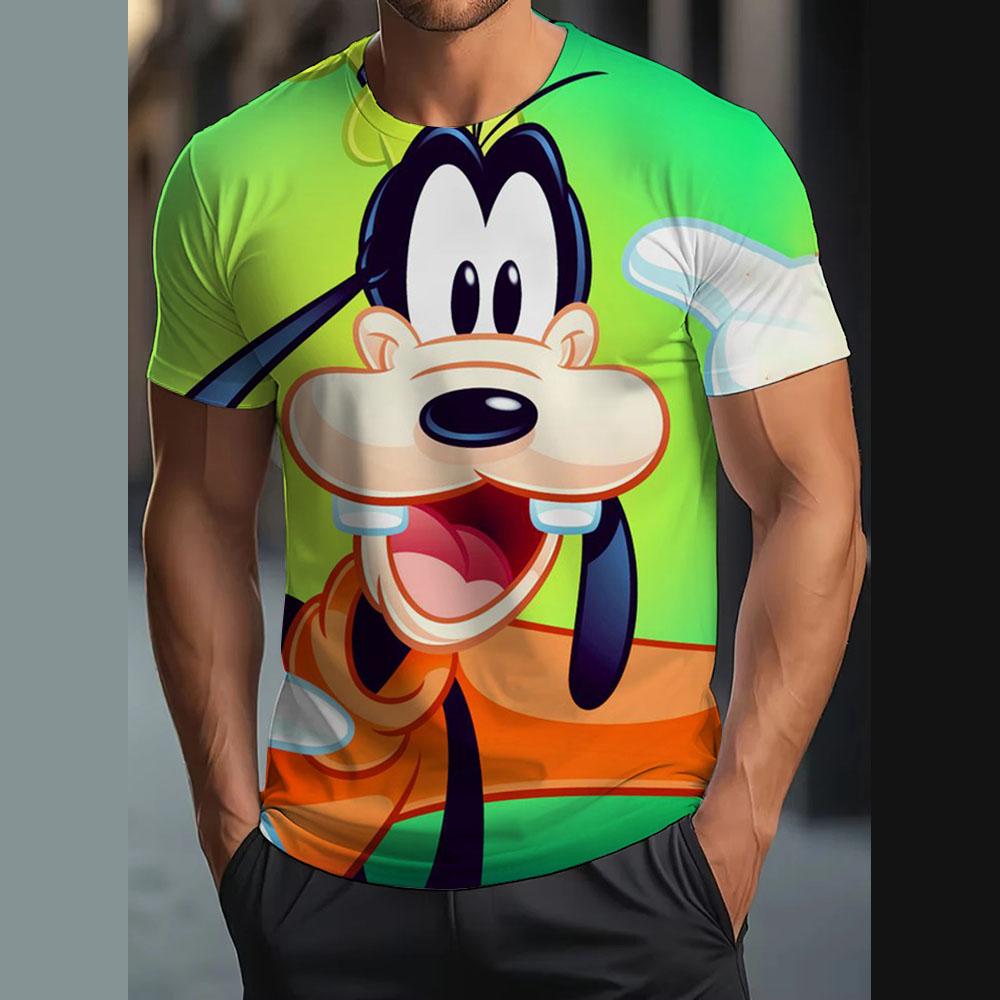 Vintage T-Shirt For Men Disney Goofy Fun Print Tee 3D Printing Casual Round Neck Shirt Harajuku Oversized Men's Clothing Tops
