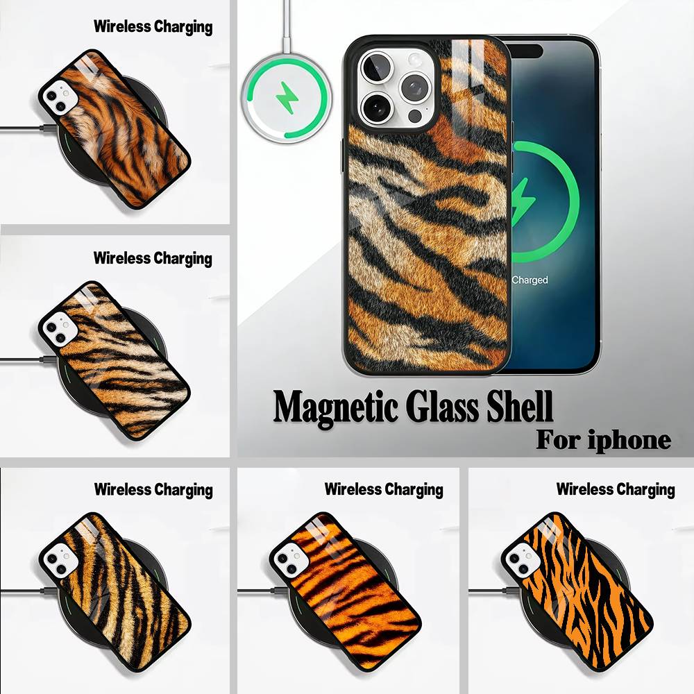 Bold Tiger Stripe Wireless charging phone case compatible with iPhone 17/16/15/14/13/12/11