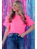 European and American Summer Gauze Ruffle Sleeve Women's Cropped T-Shirt