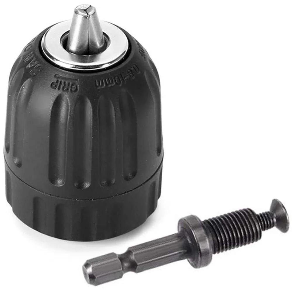 1pc 0.8-10mm Keyless Drill Chuck Converter 3/8"- 24UNF Thread Quick Change Adapter 1/4" Hex Shank