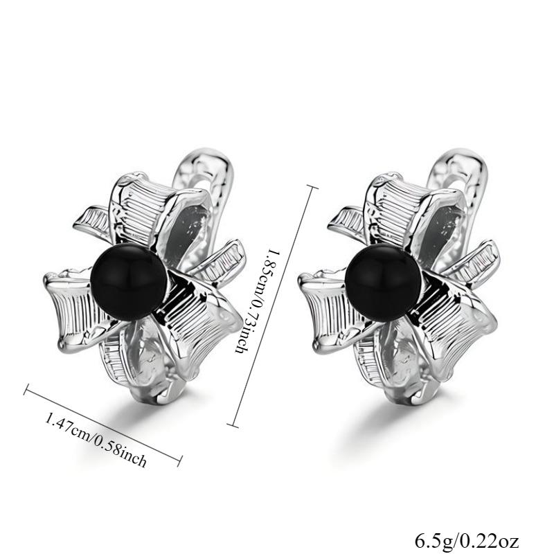 Black Awn Jewelry Black Jewelry Black Stone Hoop Earrings