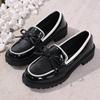 Fashion 2025 Womens Patent Leather Shoes Women Loafers British Tassel Casual Female Flat Shoes Bowknot Comfortable Small Leather Shoes