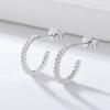 S925 Silver Inlaid Colored Zircon C-shaped Earrings Gold Plated Fine Cuff Hoop Stylish Trendy Design for Women Gift