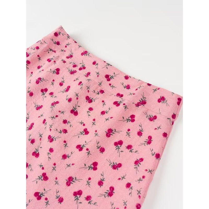 Kaslead New Arrival Women's Fashion Style Fashion Slim-Fitting Simple Small Floral Short Skirt