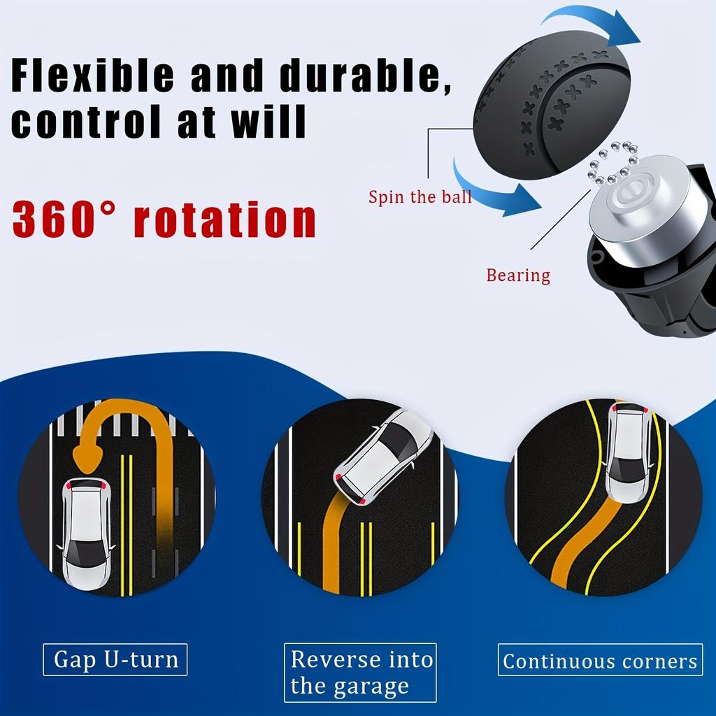 Steering Wheel Spinner Knob, ABS & Silicone Non-Slip Knob With Metal Ball Bearing, Easy Installation, Car Steering Wheel Power Handle Knob Fit