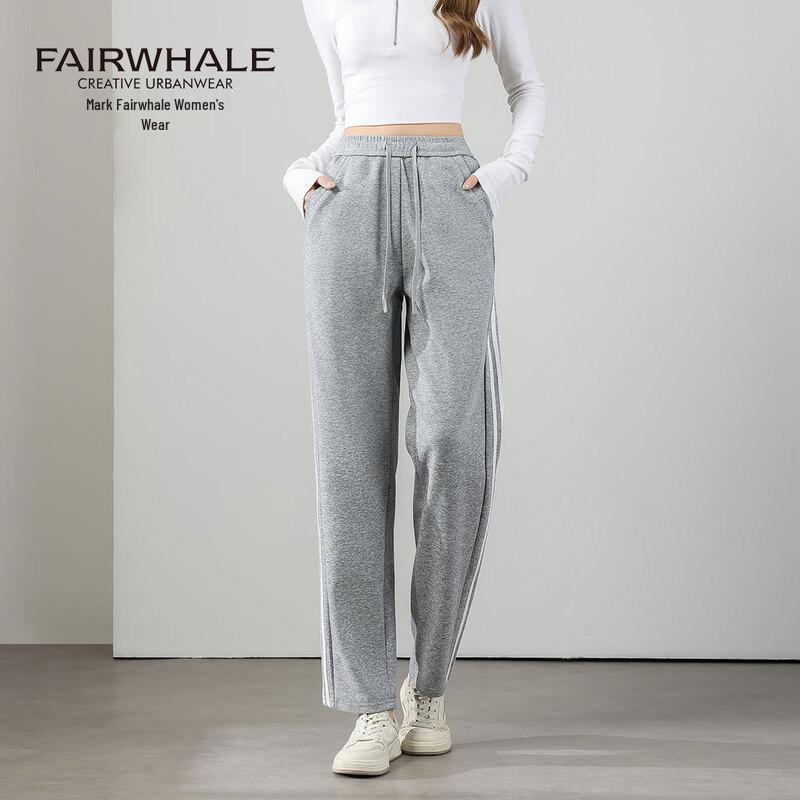 Mark Fairwhale Women's Three-Stripe Casual Straight-Leg Pants
