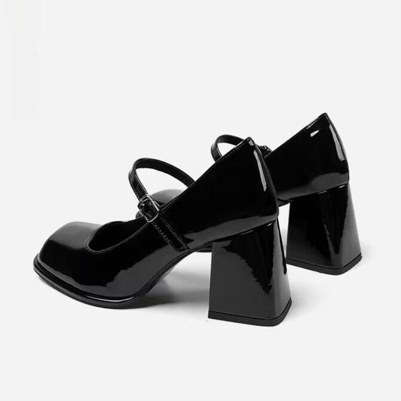 

Fashion Mary Janes Office Ladies Solid Elegant Vintage Black Sandals Woman Buckle Non-Slip Casual Medium Heels Heels Korean 2025 Summer 34 чёрный