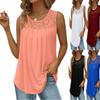 Women's Summer Sleeveless Lace Pleated Round-Neck Casual Vacation Top