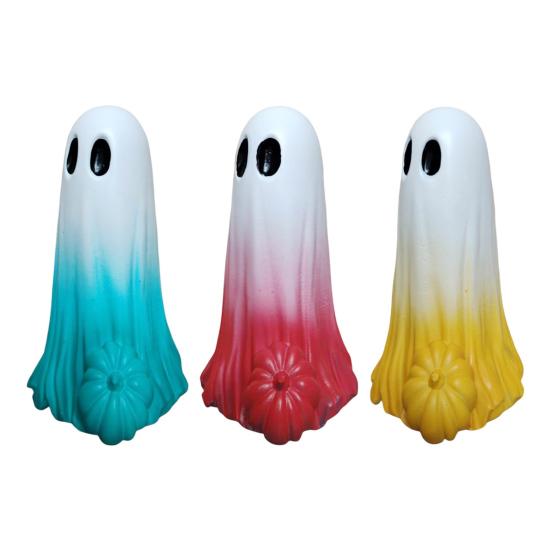 1/3Pcs Colorful Ghost Ornament with Pumpkin Decor Resin Desktop Decoration Halloween Props Whimsical Figurines