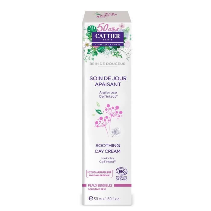 Soin de jour apaisant - CATTIER - 50ml - Peaux sensibles - Brin de Douceur - Femme