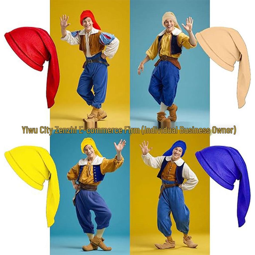 Chapéus de Natal Coloridos dos Sete Anões: Vermelho, Amarelo, Azul, Verde, Laranja, Roxo, Marrom - Adereços Festivos para Festa de Feriado