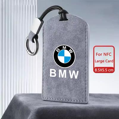 Suede Leather Car Smart NFC Card Key Case Cover Shell For 1 3 5 7 Series X1 X3 X5 X6 X7 535le Protector Keychain Accessories