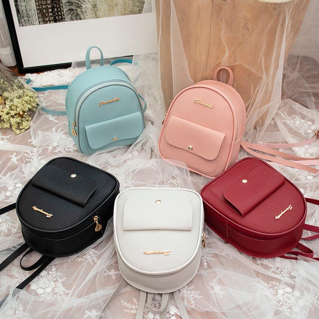 2020 Backpack Women Korean Style PU Leather Shoulder Bag For Teenage Girls Multi\-Function Small Bagpack Female Phone Pouch