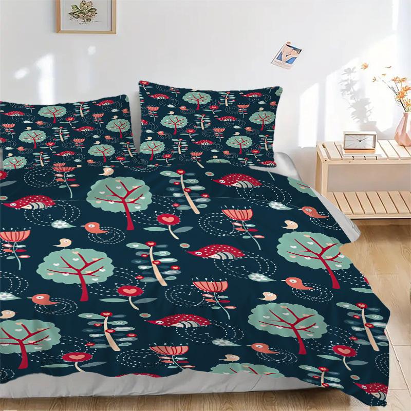 3pcs Forest Creatures Bedding Cover Set, Fashion Classic Popular Print Bedding Set, Soft Comfortable, All - Season Use, For Bedroom121