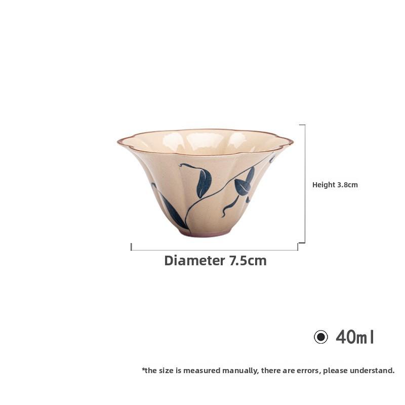 Hand Painted Slip Decoration Tea Cup Ceramic Gongfu Tea Set Yixing Style Clay Tea Ceremony Cup for Home Use Master Cup
