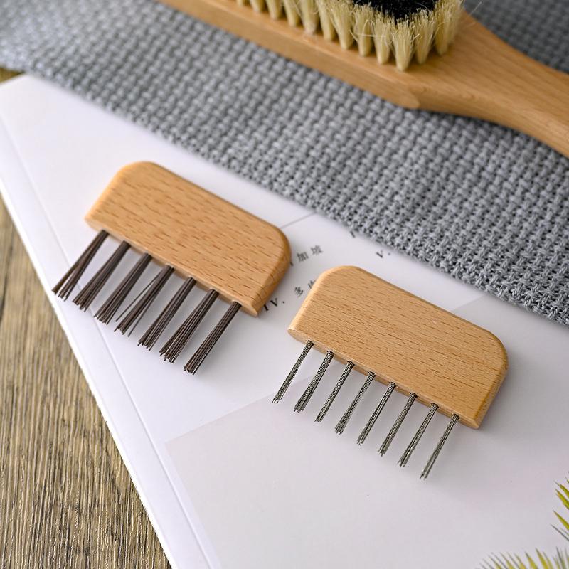 1Pc Wooden Handle Comb Cleaner Delicate Cleaning Removable Hair Brush Comb Cleaner Tool Handle Embeded Tool