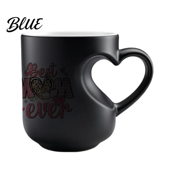 Resistant Mug Ceramic Coffee with Heart-Shaped Handle Best Mom Ever Color Changing Cup Unique Mother's Day Gift for Grandma Hot Beverage