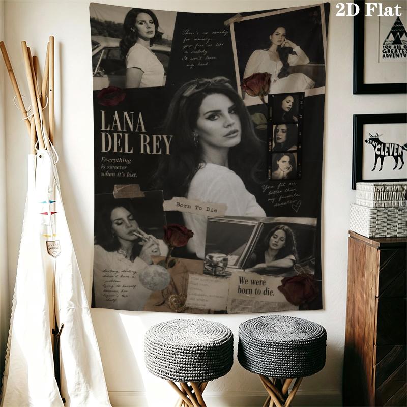 Lana Del Rey Wall Tapestry Aesthetic Wall Hanging Printed Fabric Blanket Decorative Tapestries for Bedroom Living Room Home Decor