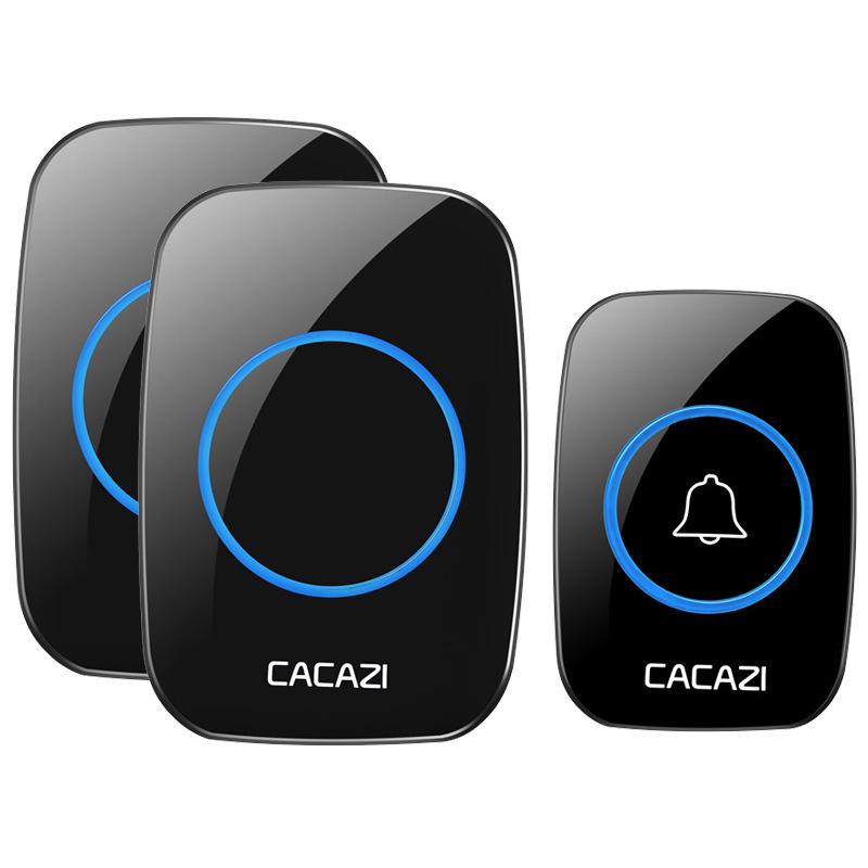 Ultra-Long Range Wireless Doorbell, Dual Smart Receivers, Elderly Call Button, Electronic Chime Black Chinese Standard