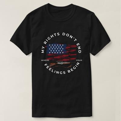 USA Flag Rifle My Rights Don't End 2nd Amendment T-Shirt 100% Cotton O-Neck Short Sleeve Summer