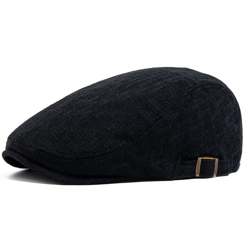 Men s Summer Sun Protection Breathable Cotton Linen Adjustable Beret Cap Adjustable