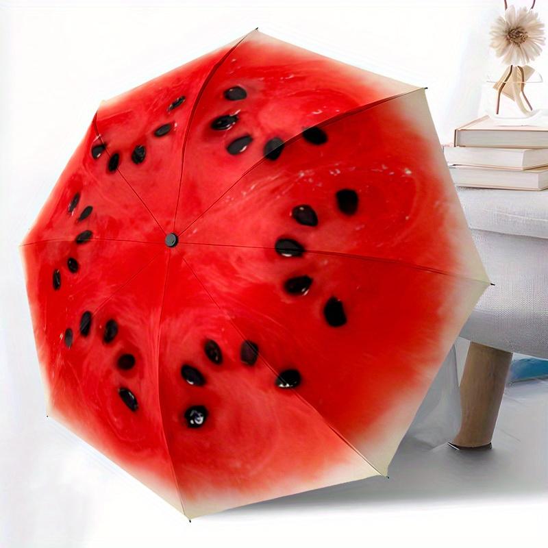 1pc Watermelon Seeds Automatic Open/Close Umbrella with One Touch Button,, Windproof Design   Lightweight Portable Umbrella for Women & Men6146