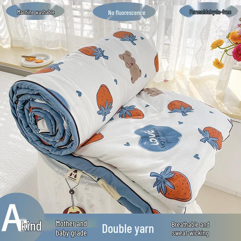 Class A Soybean Fiber Cartoon Print Summer Quilt - Double Layer Gauze Air Conditioning Quilt