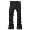 New Style Fashion Trendy Loose Black Denim Elastic Waist Slimming Mens Bootcut Jeans 8275