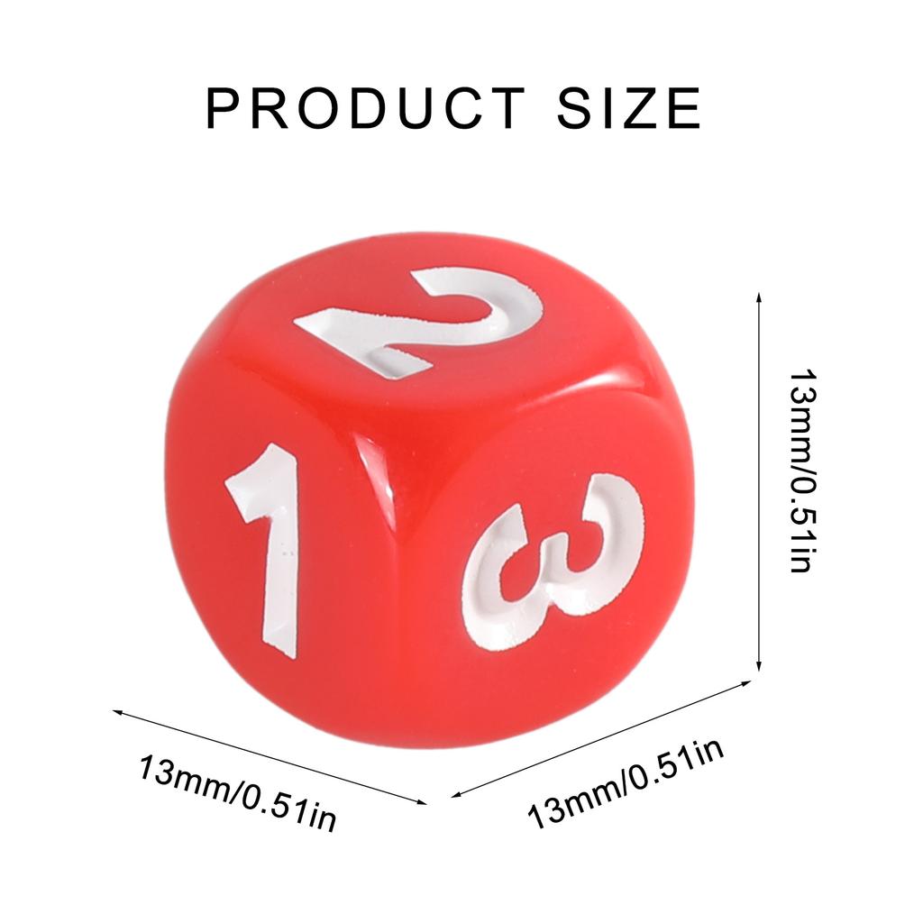 12Pieces Dices Set 13mm Solid Game Dices Set with Large Number 6 Sided Acrylic Dices Educational Rounded Corner Dices