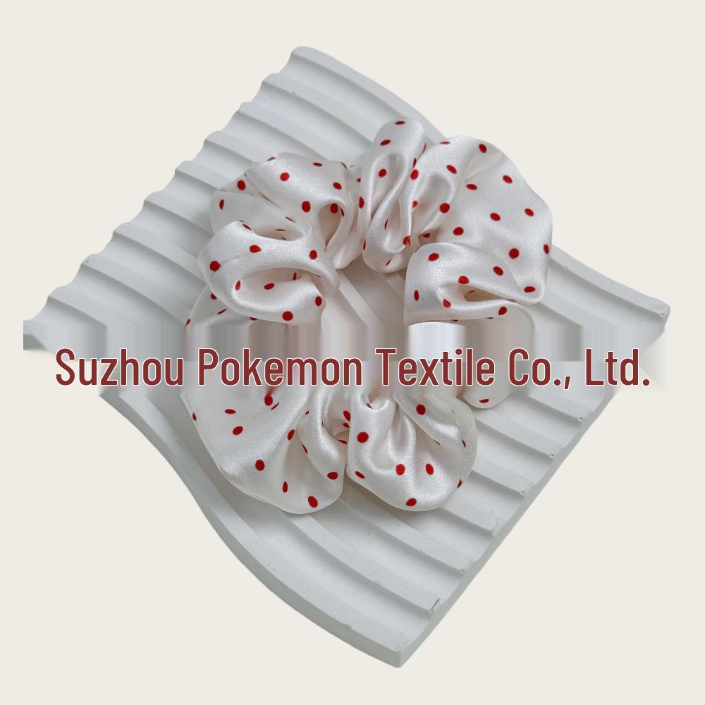 Korean Style Polka Dot Silk Scrunchie - 100% Mulberry Silk, Available in Large, Medium, Small Sizes (19 Momme)