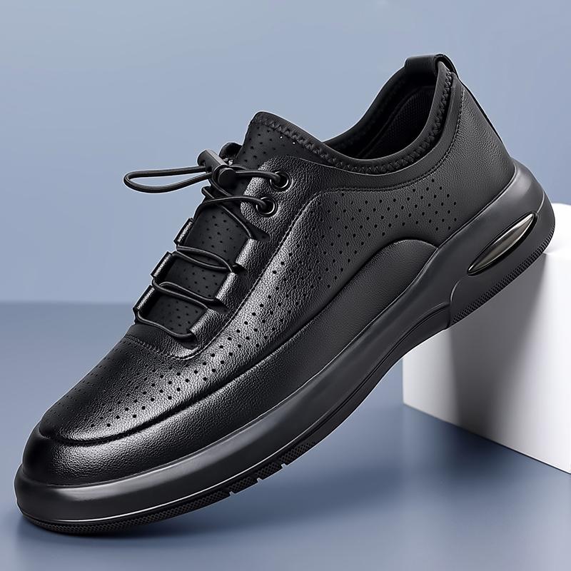 Fashion High Quality Hollowed Out Leather Casual Shoes Men Soft Comfort Breathable Leather Shoes Summer Lightweight Men's Oxford Shoes