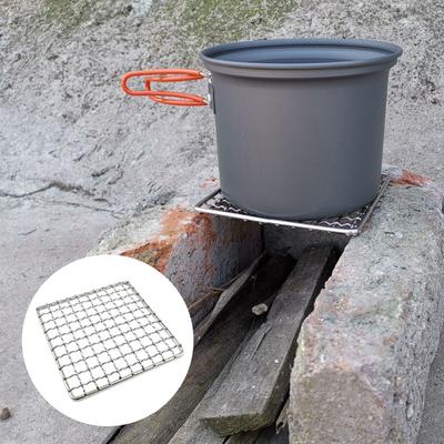 Barbecue Net Foldable Portable Camping Grill Rack Stainless Steel Cooking Stand for Camping Hiking Outdoor Cooking High Temperature Resistant BBQ