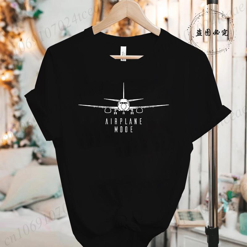 Summer Airplane Mode Print Tshirts Unisexs Fashion Casual Short Sleeve Tee Streetwear Graphic Tops for Unisex Clothing LW03