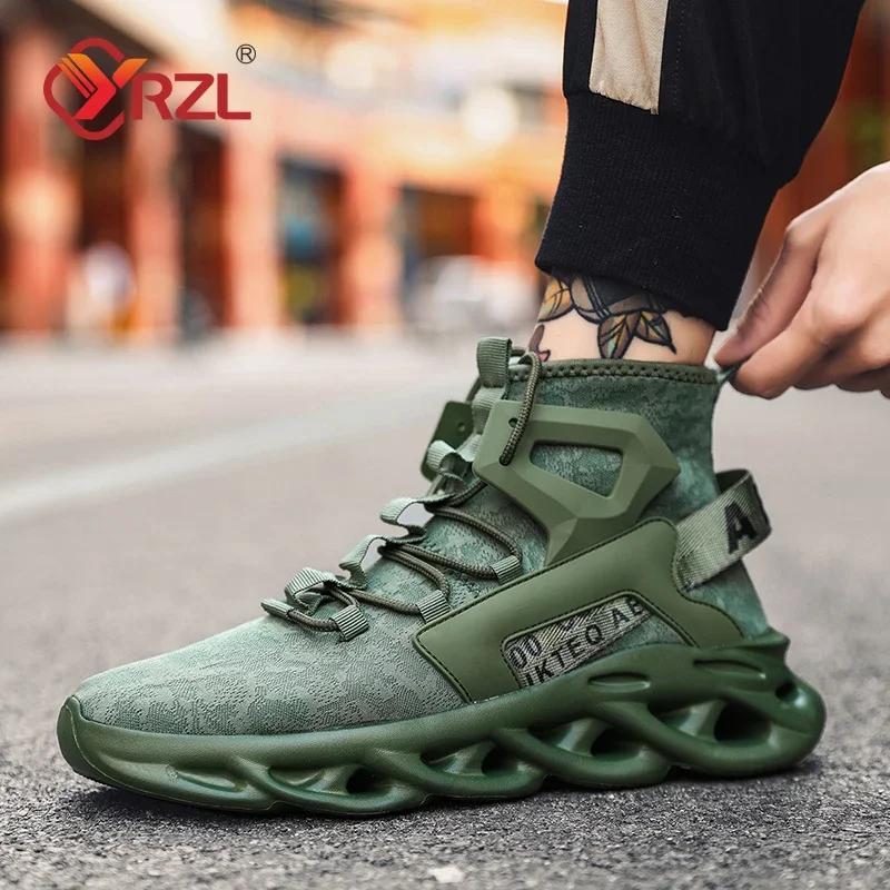 Yrzl Men'S Sneakers High Top Shoe Man Breathable Non Slip Comfortable Mesh Shoes For Men Non Slip Casual Running Shoes
