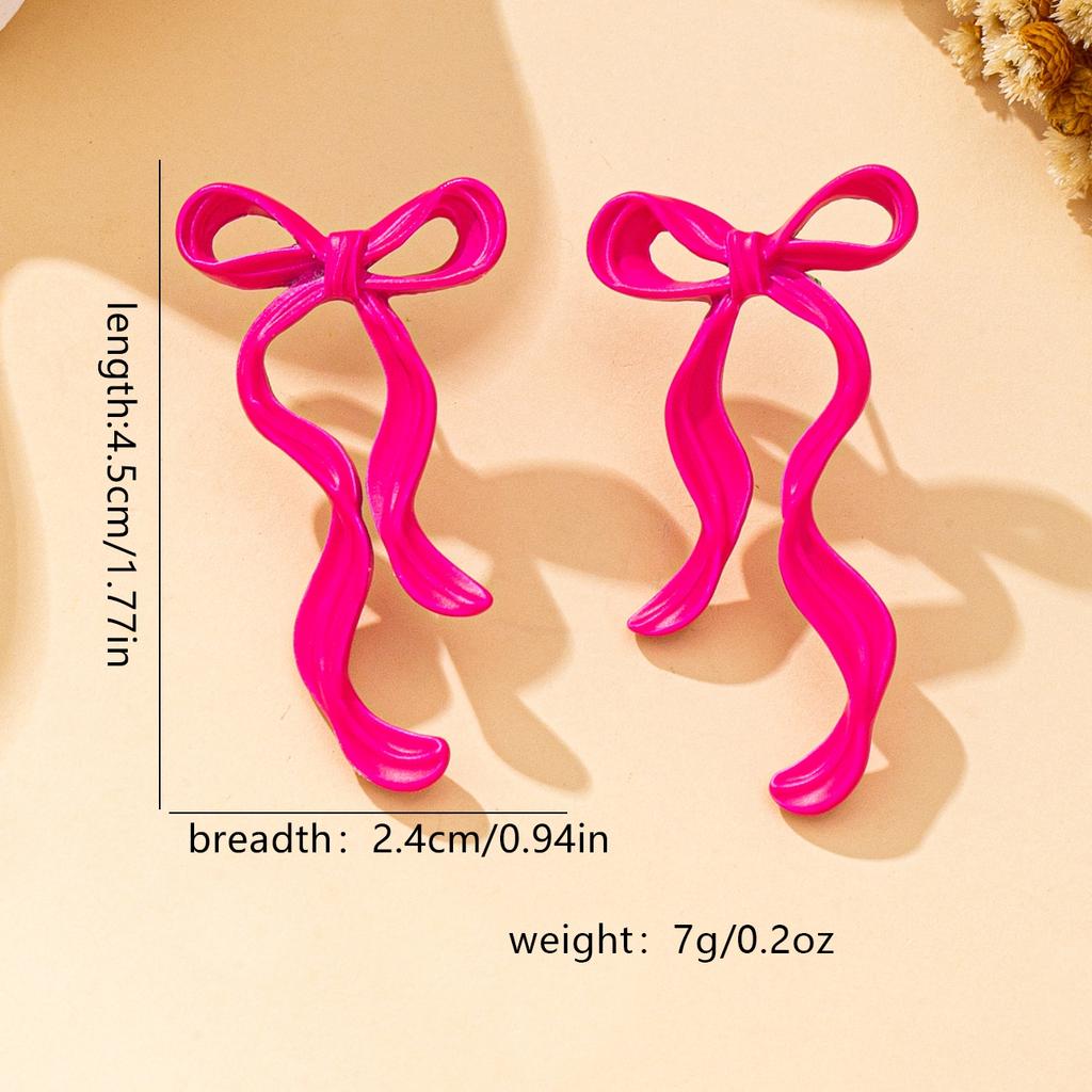 Women's Earrings: Pink Bowknot Sweet and Romantic Earrings, Suitable for Daily Wear and Street Photography