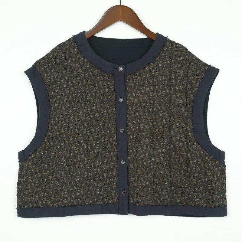 Johnature Gilet da donna in cotone con stampa floreale Cappotti con bottoni con o-collo Primavera Gilet da donna in stile cinese di alta qualità