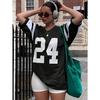Women Streetwear Number 24 Print Round-Neck Fashion Short Sleeve T-Shirt Summer Baseball