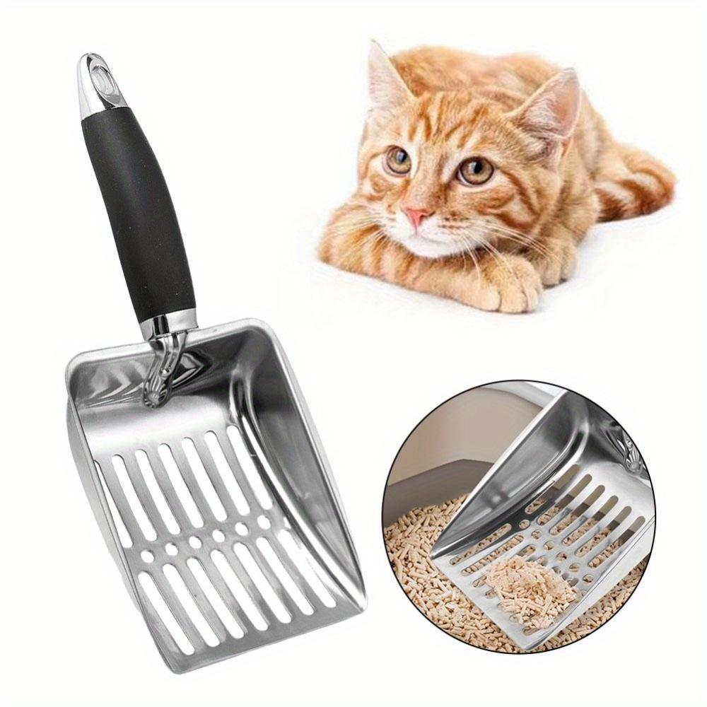 Stainless Steel Cat Litter Scoop with Long Handle - Efficient Sand Leakage Design, Ideal for Cat Litter Cleaning, Pet Waste Removal Tool