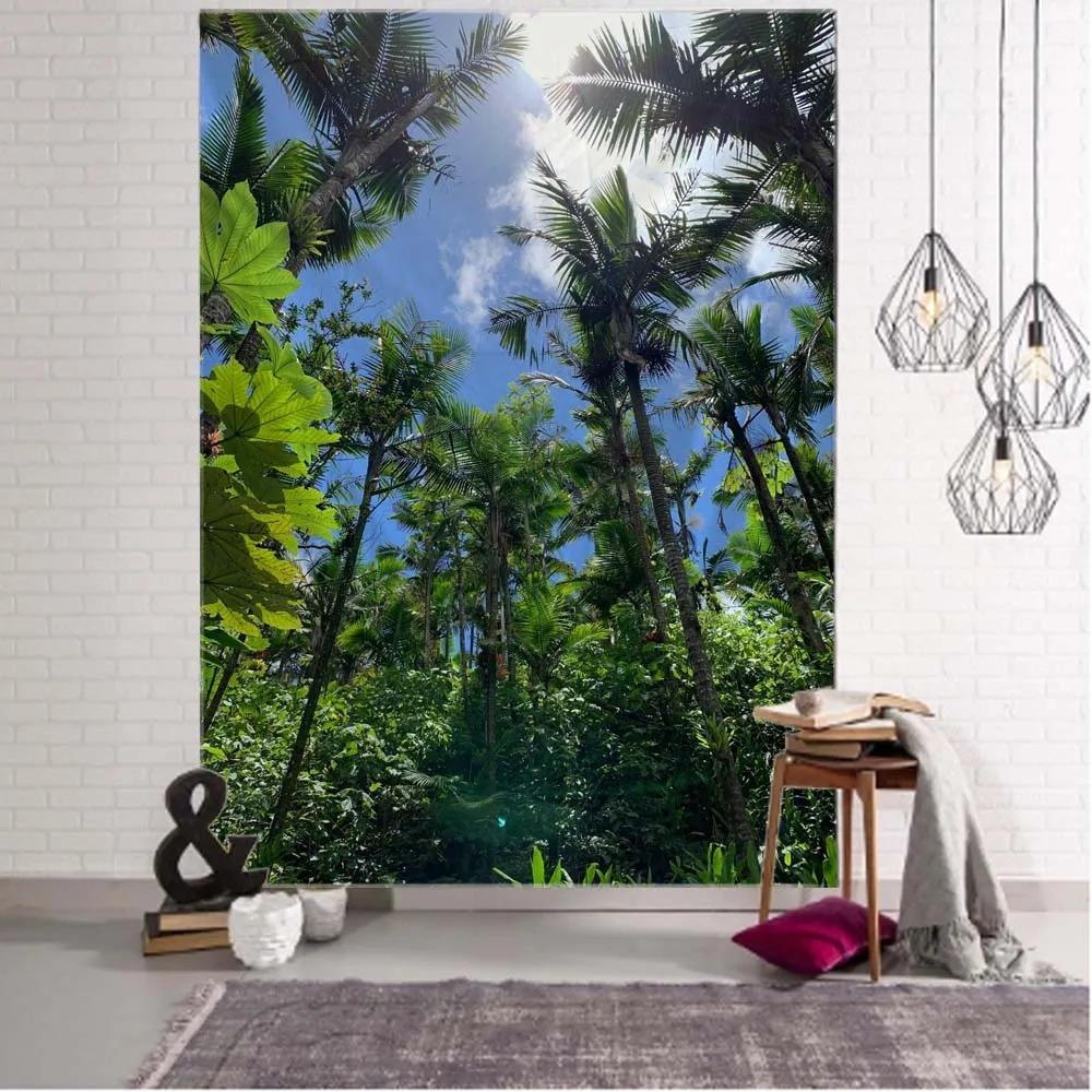 Tropical Plant Leaves Tapestry Jungle Palm Tree Wall Hanging Cloth Bohemian Psychedelic Room Wall Home Decor
