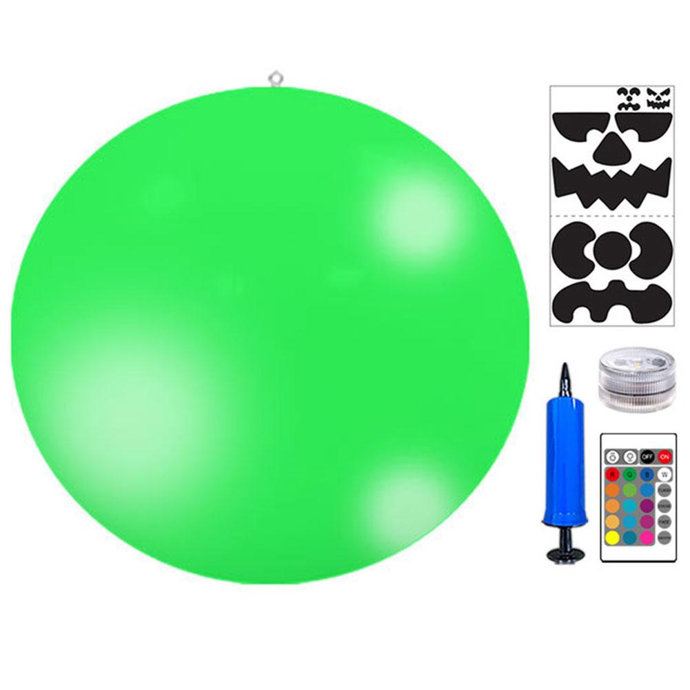 

Надувной шар на Хэллоуин из ПВХ, 4 режима, 16 цветов света, светящиеся шары, украшения с дистанционным управлением, праздничные атрибуты зелёный
