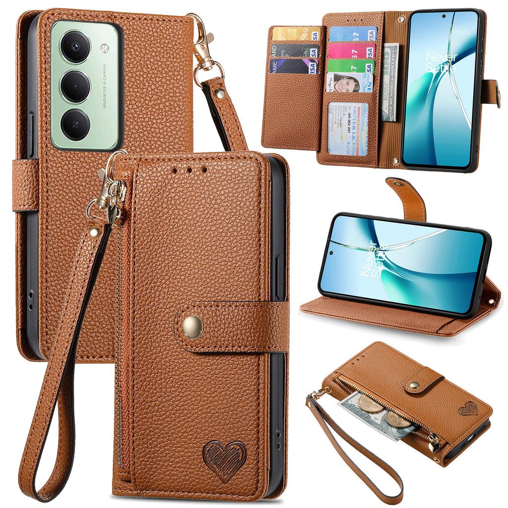 Pro Xiaomi Redmi 15 5G (Globální) (169 mm) Pouzdro Blokování RFID Kapsa na zip Kožená peněženka Kryt na telefon s popruhem
