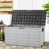 290L Outdoor Storage Box with Lid, Lockable with Wheels & Handles, for Garden Tools