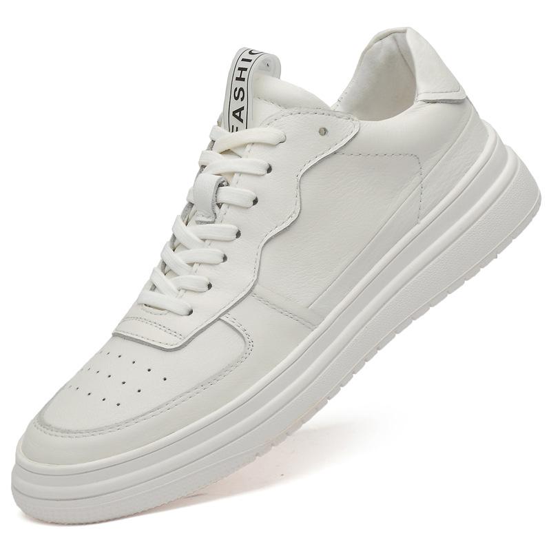 Осенние мужские зеленые кеды на платформе модные белые туфли дышащие повседневные туфли из коровьей кожи большого размера тренд 37 белый 6269₽