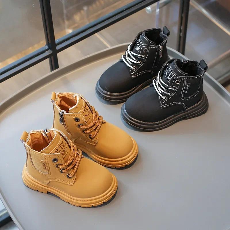 Kids Ankle Boots British Style Classic Boys Girls Short Boots with Side Zipper 2024 New Children Chelsea Boots Fashion Handsome