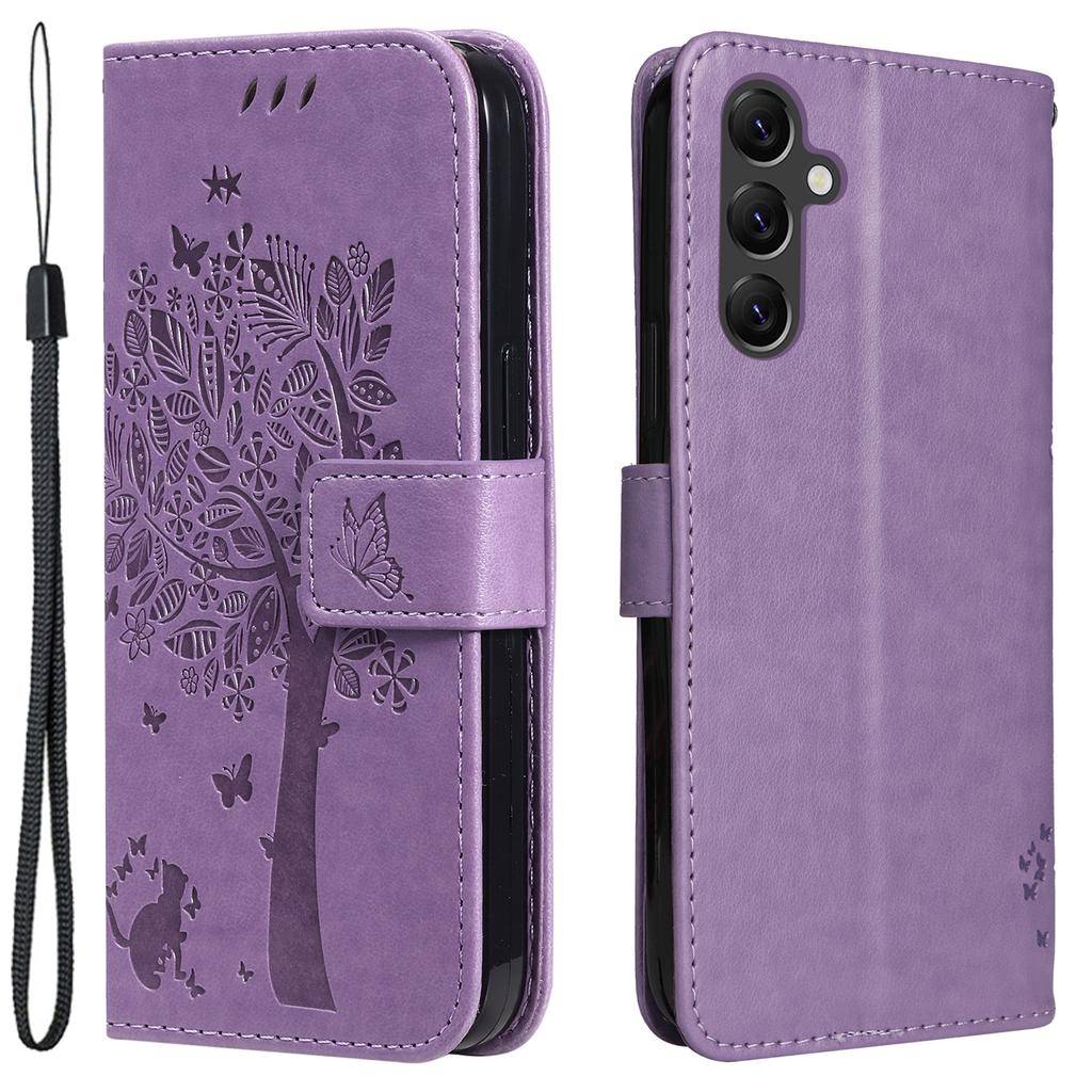 For Samsung Galaxy A05s 4G Phone Case with Stand Cat Tree Pattern Leather Wallet Mobile Cover