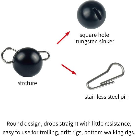 10Pcs Tungsten Cheburashka Weights Fishing Sinkers, 1~30g Tungsten Cannonball Jig Head Fishing Weights Tungsten Cheb Rig Weights, Black