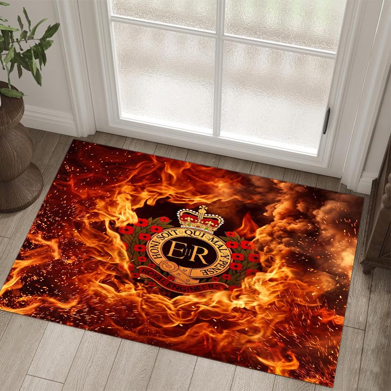 Royal Engineers A.F.C Design Crystal Velvet Carpet Cozy Non?Slip Printed Rug For Bedroom Living Room Entrance